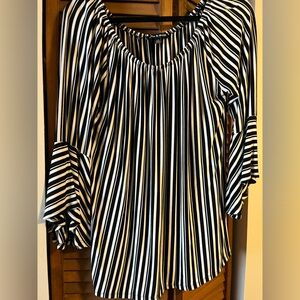 Cable & Gauge Black and White Striped Blouse